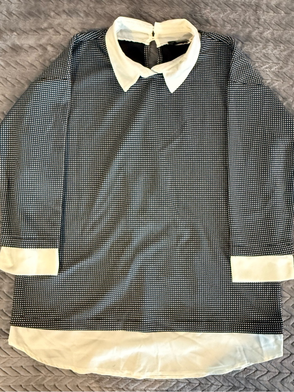 Ann Taylor Classic Black & White Contrast Collar Shirt